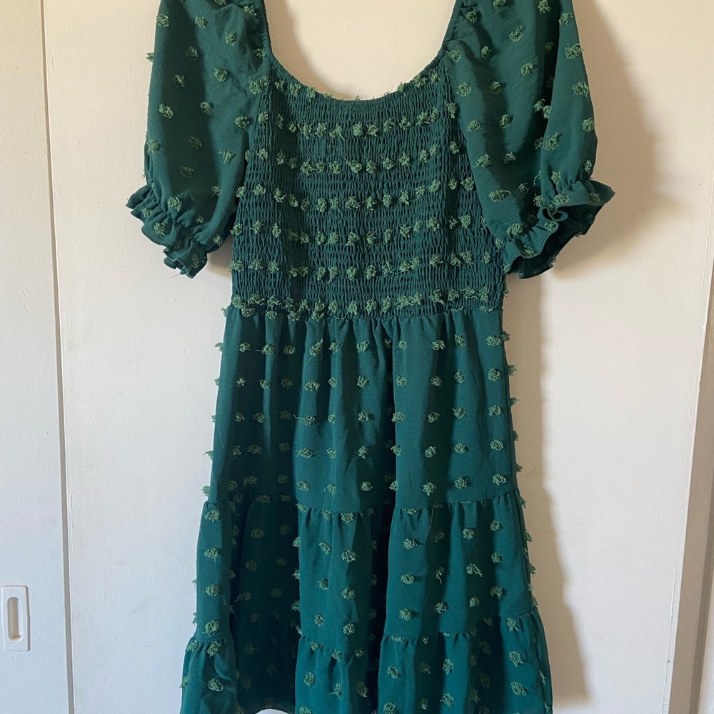 Chic Green Smocked Dress - Picture 7 of 7